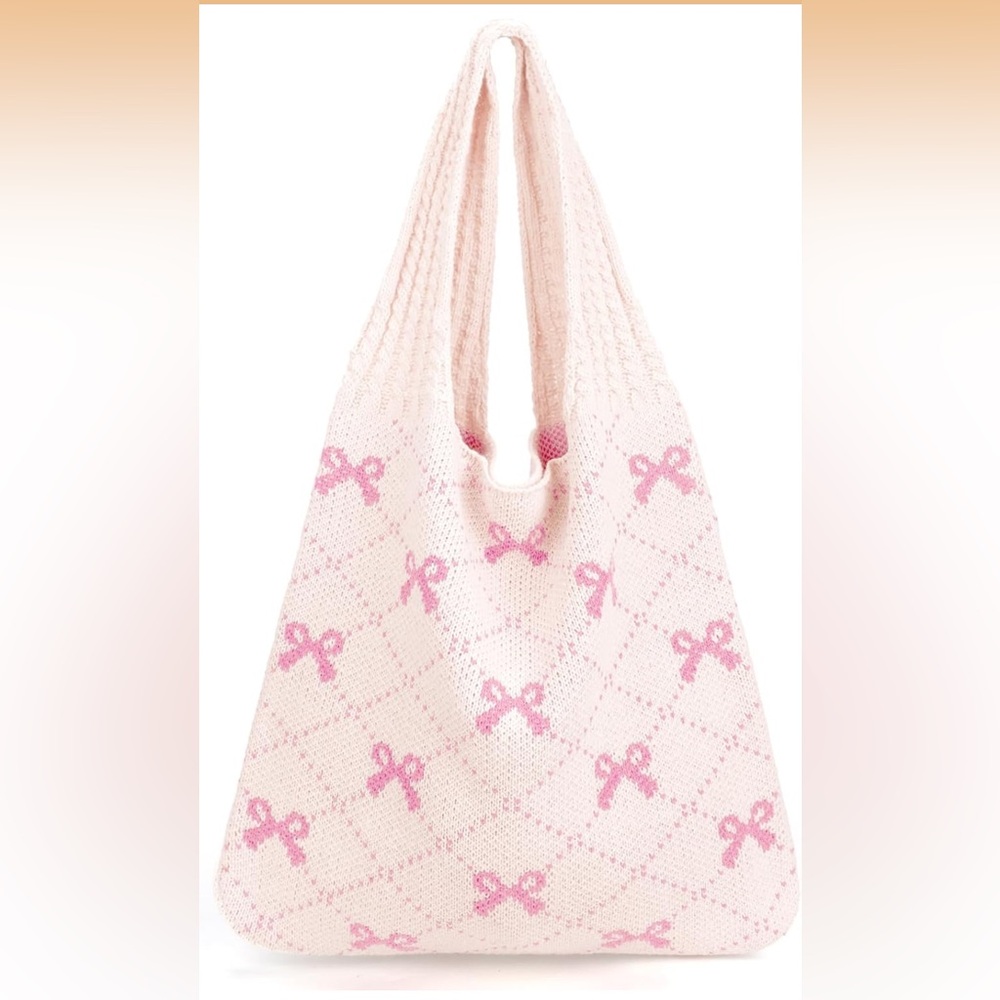 Pink Bow Crochet Bag